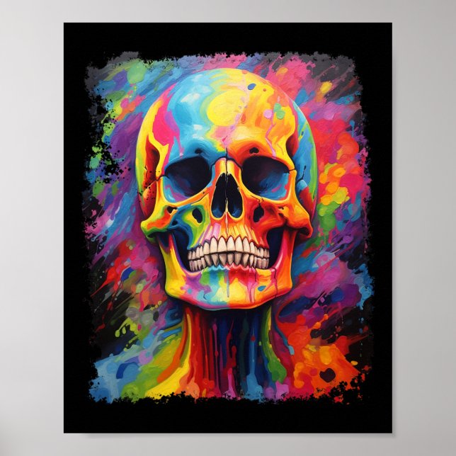 Poster Rainbow Skeleton Anatomie effrayant Halloween (Devant)