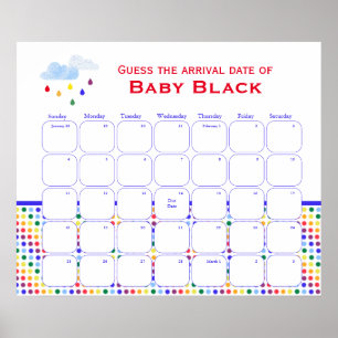Poster Rainbow Sky Baby shower Devinez L'Affiche Date D'É