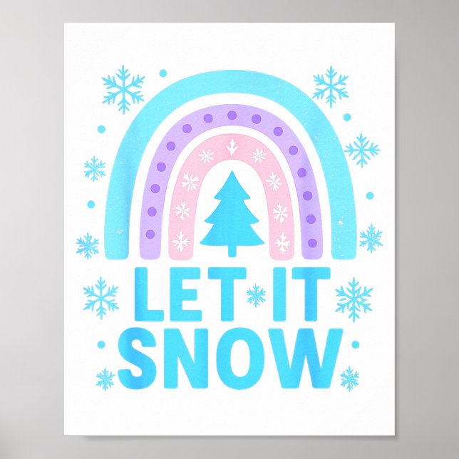 Poster Rainbow Snowflake Christmas Winter Day Suprter Let (Devant)