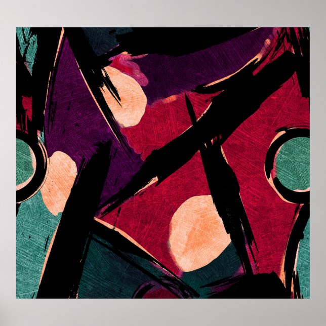 Poster Rainbow Streaks : Texture acrylique Abstraite (Devant)