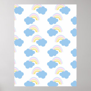 Poster Rainbow Summer Nuages Pastel Scribble Doodle
