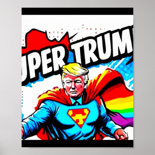 Poster Rainbow Super Trump - Vintage Pop Art Print (Devant)
