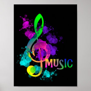 Poster Rainbow Treble Clef Music Thème