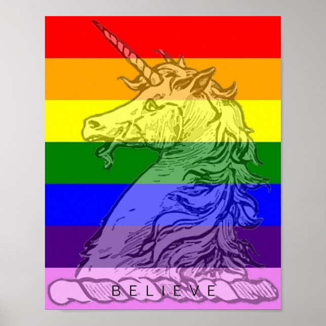 Poster Rainbow Unicorn Magical LGBT Gay pride (Devant)