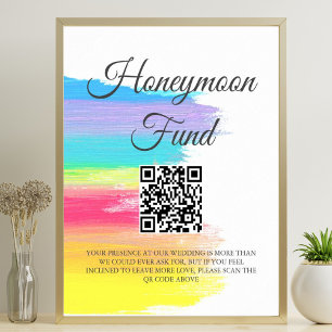 Poster Rainbow Watercolor Mariage Honmoon Fund QR Code