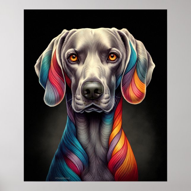 Poster Rainbow Weimaraner (Devant)