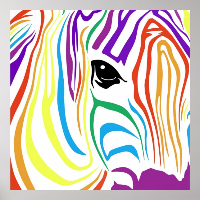 Poster Rainbow Zebra (Devant)