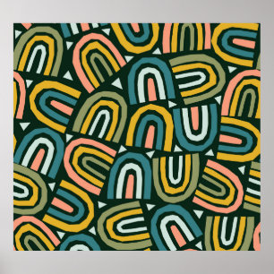 Poster Rainbows de style géométrique, motif vintage.