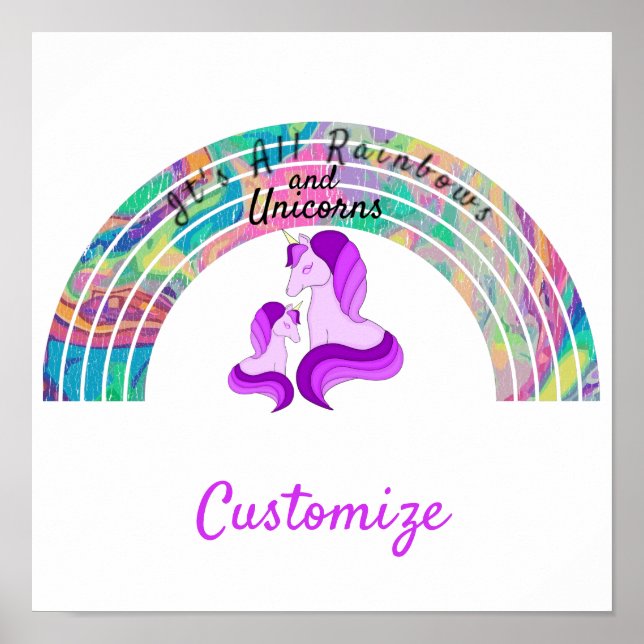 Poster Rainbows psychédélique et Unicorns Thunder_Cove (Devant)