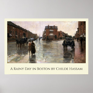 Poster Rainy Day, Boston by Frederick Childe Hassam
