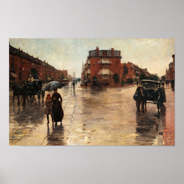 Poster Rainy Day, Boston par Childe Hassam (Devant)