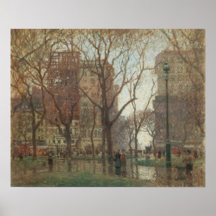 Poster Rainy Day, Carré de Madison, New York, Paul Cornoy