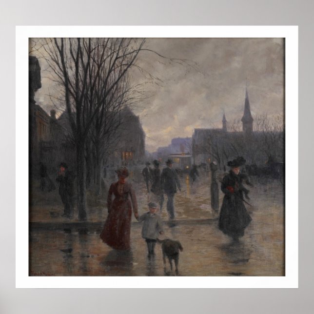 Poster Rainy Evening on Hennepin Avenue, c.1902 (Devant)