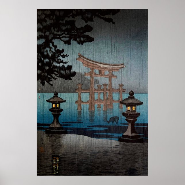 Poster Rainy Miyajima par Tsuchiya Koitsu (Devant)