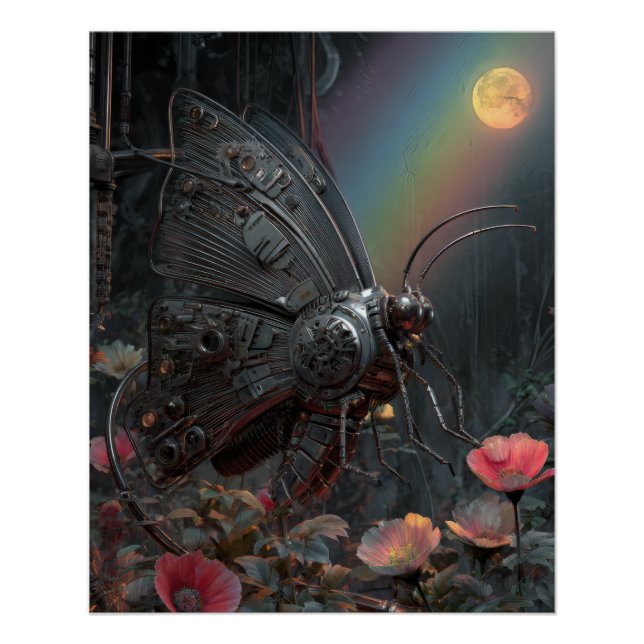 Poster Rainy Rainbow Butterfly Dark Floral Fantasy (Devant)