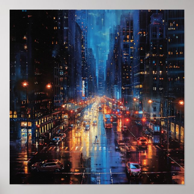 Poster Rainy Rhapsody : Réflexion des lumières de la vill (Devant)