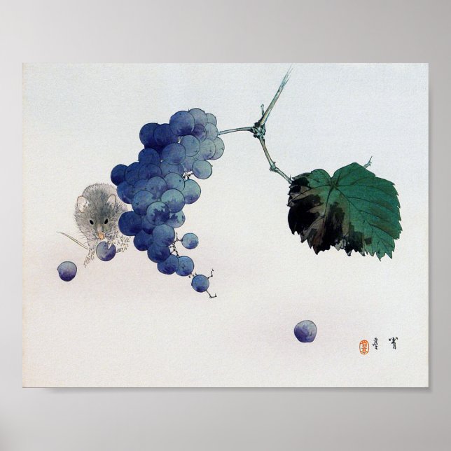 Poster Raisin et souris, Watanabe Seitei (Devant)