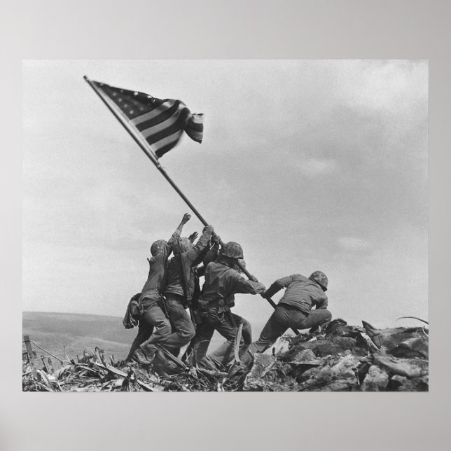 Poster Raising the Flag on Iwo Jima By Joe Rosenthal (Devant)