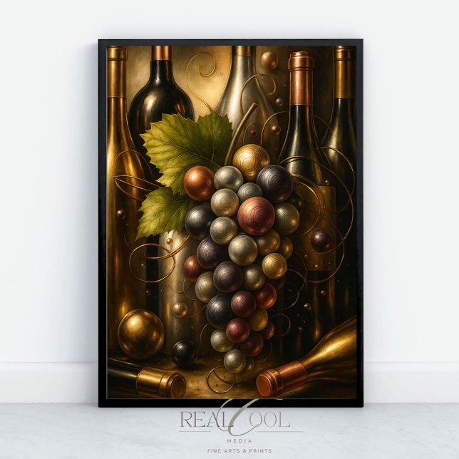 Poster Raisins en cuivre et vin en argent d'or (Créateur téléchargé)