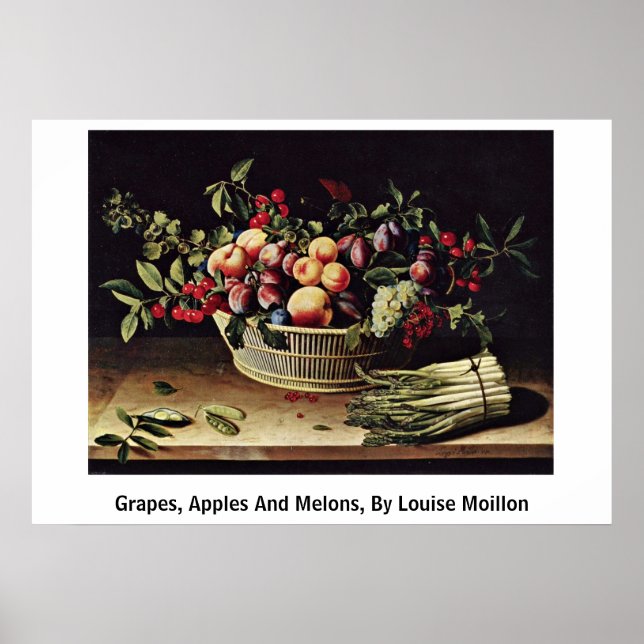 Poster Raisins, Pommes Et Mélons, Par Louise Moillon (Devant)