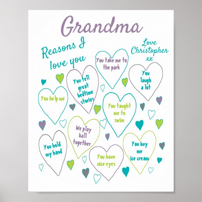 Poster Raisons pour lesquelles je t'aime Grand-mère Cadea (Devant)