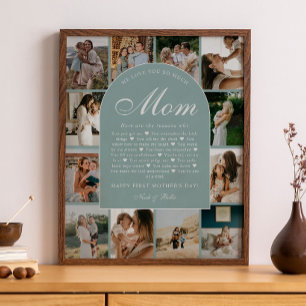 Poster Raisons turquoise pour lesquelles nous t'aimons Ma