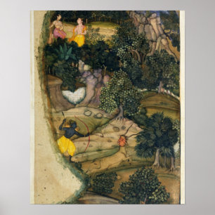 Poster Rama chassant les cerfs communs d'or, du