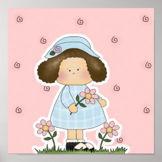 Poster Ramasser les marguerites mignonne Fleur Fleur Fleu