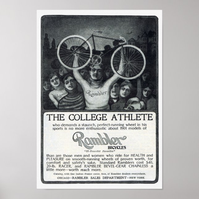 Poster Rambler Bicycle Annonce Vers 1901 (Devant)