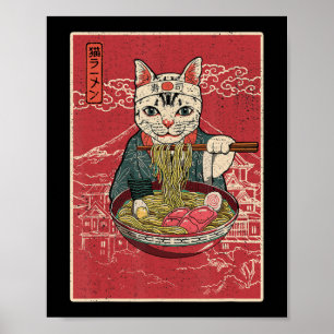 Poster Ramen Cat Kawaii Anime Japonaise Food Girls Offici