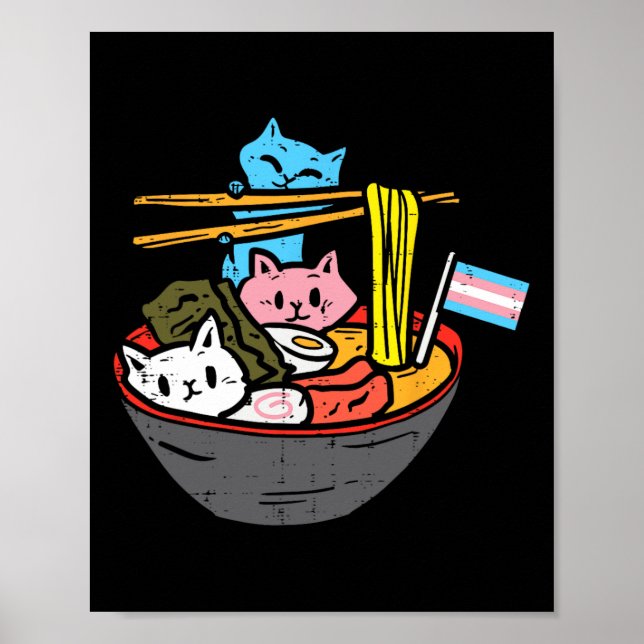 Poster Ramen Cat Transgenre Lgbt Trans Pride Janpanese N (Devant)