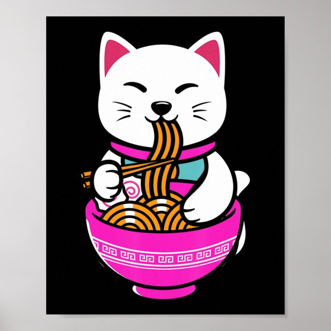 Poster Ramen Chat Anime Neko Cadeau Kawaii (Devant)