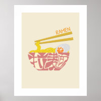 Ramen japonais Kanji/Hiragana Word Wall Art