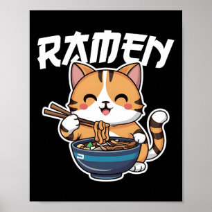 Poster Ramen Noodle Neko Chat Japonais Kawaii Manga Anime
