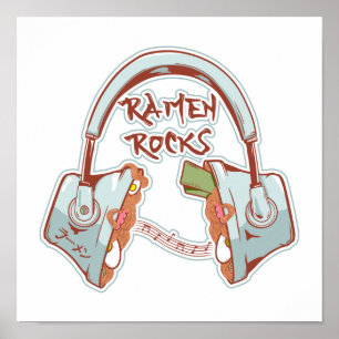 Poster Ramen Rocks Funny casque