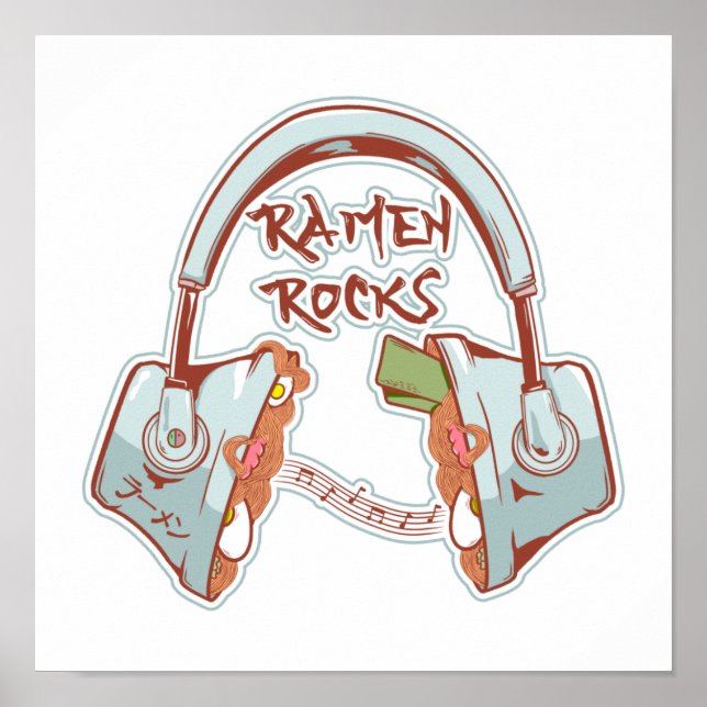 Poster Ramen Rocks Funny casque (Devant)