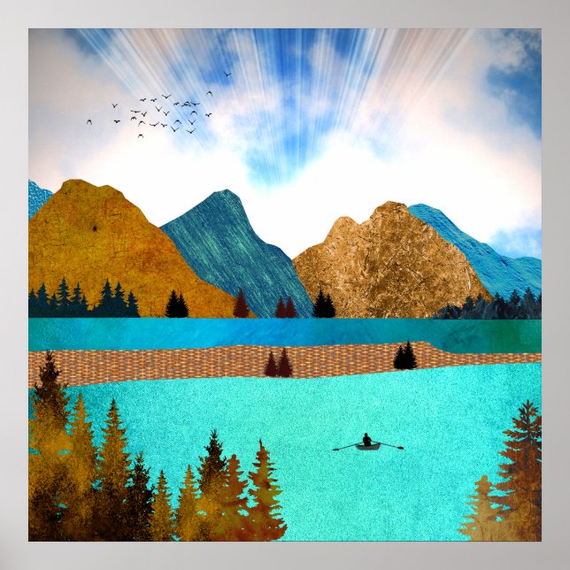Poster Rameur du lac du matin (Devant)