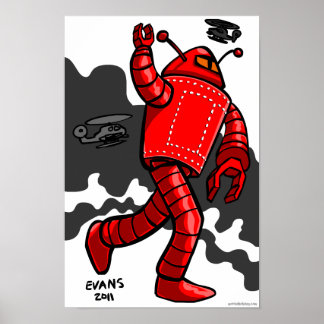 Poster Rampaging de robots rouges