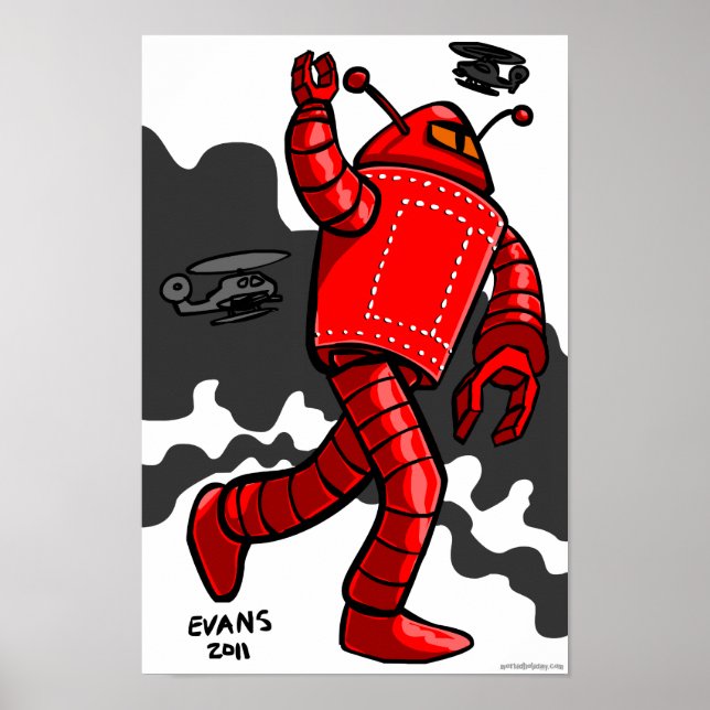 Poster Rampaging de robots rouges (Devant)