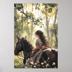 Poster Randonnée à cheval dans les bois - Ultra haute