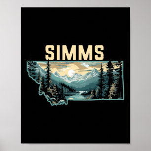 Poster Randonnée artistique rétro Simms Montana Outdoor 