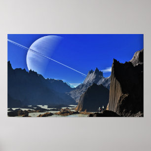 Poster Randonnée Le cratère Herschel des Mimas de la Lune