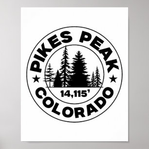 Poster Randonnée montagneuse vintage Pikes Peak Colorado