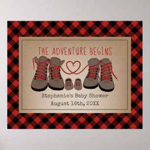 Poster Randonnées Boots Buffalo Plaid Adventure Baby show