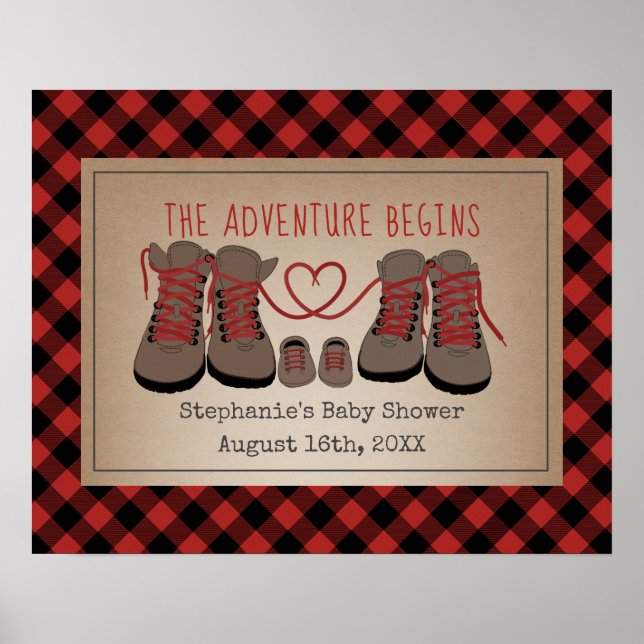 Poster Randonnées Boots Buffalo Plaid Adventure Baby show (Devant)