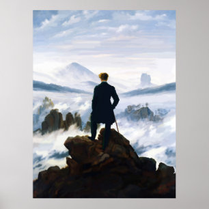 Poster Randonneur au-dessus de la mer de nuages, Caspar D