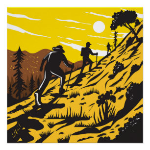 Poster Randonneurs empruntent le sentier Mist à Yosemite 