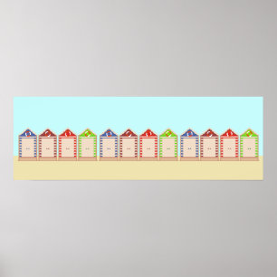 Poster Rangée de huttes de plage colorées