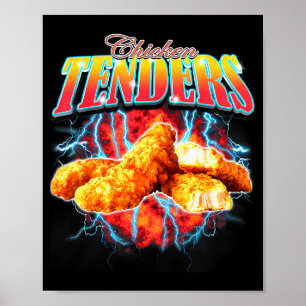 Poster Rap bootleg drôle Tenders de poulet Vintage 90s He
