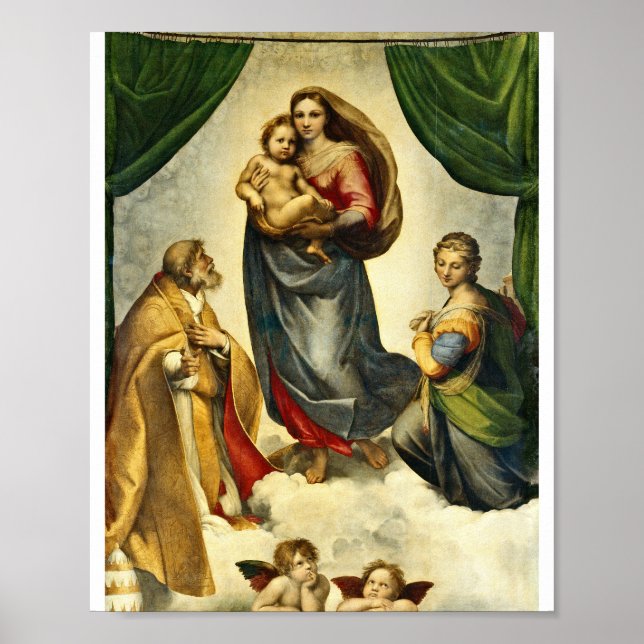 Poster Raphael - La Vierge Sixtine (Devant)